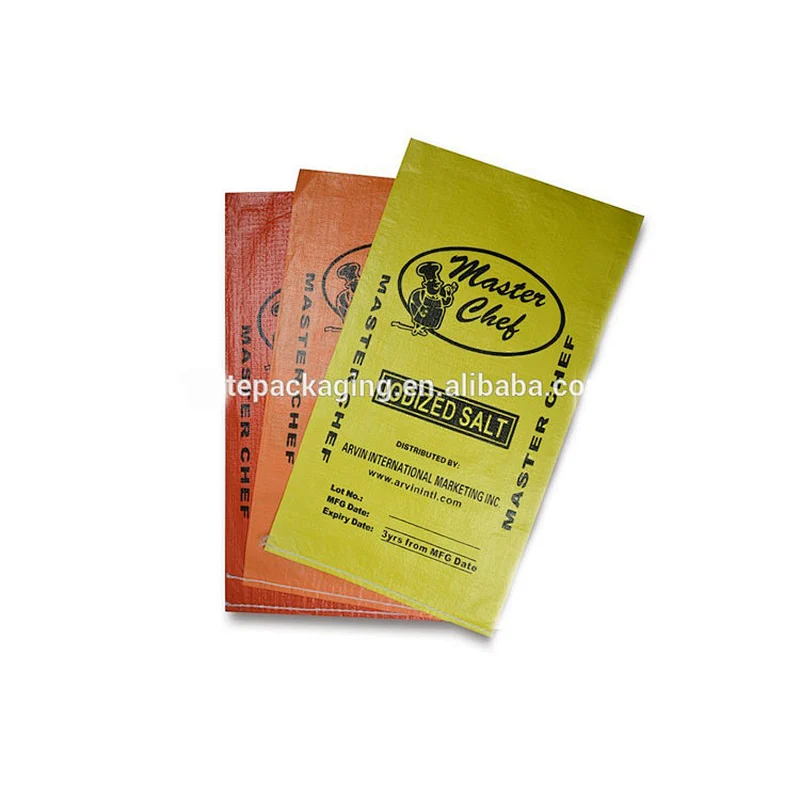 Guaranteed quality eco plastic pp woven bags for packing sea food, salt, sugar 25kg 50kg