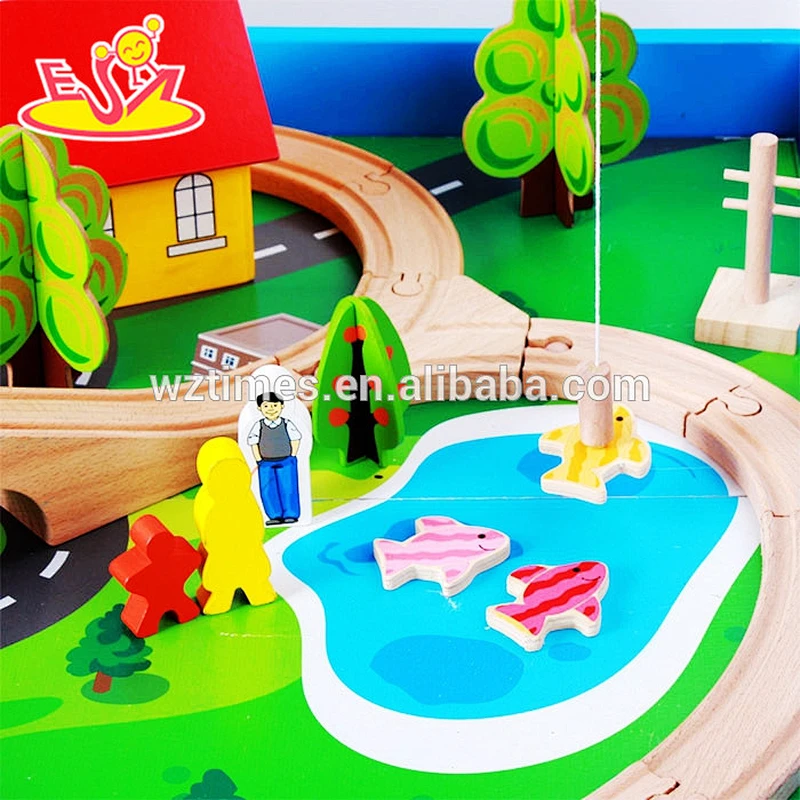 Funny kids 88 pieces wood train table for wholesale W04C061