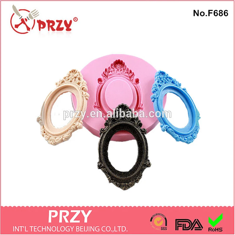 F686 DIY Cake Tool Decoration Silicone oval frame Fondant Mold