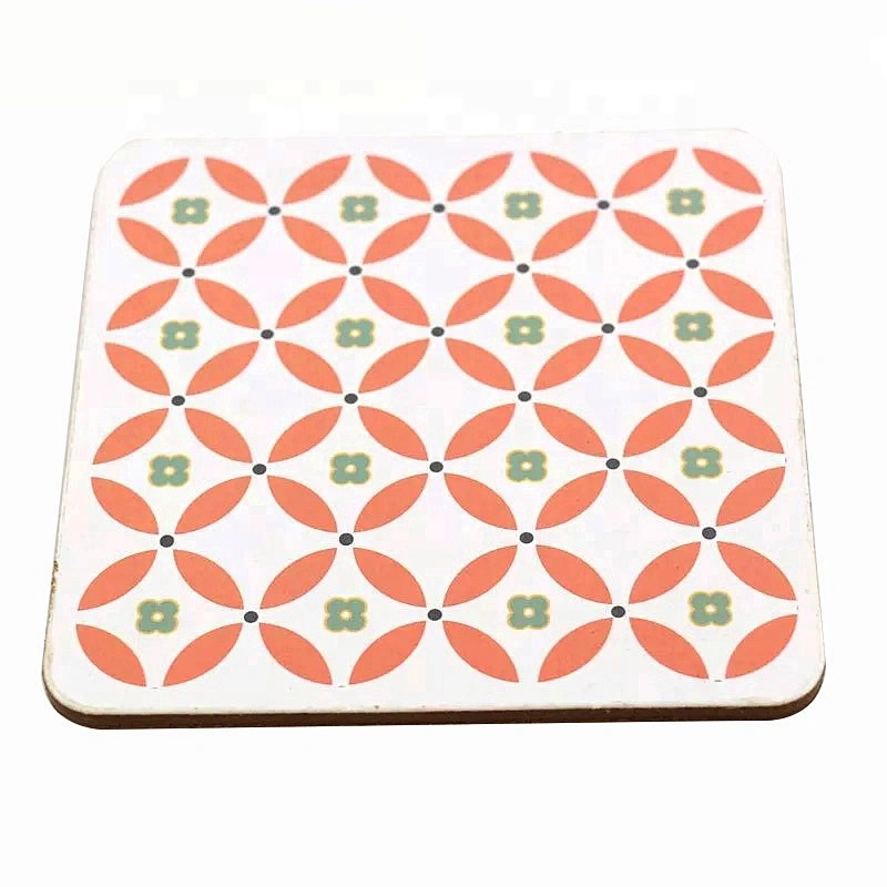 Promotional printing cork backed drink coasters MDF wooden craft coasters
