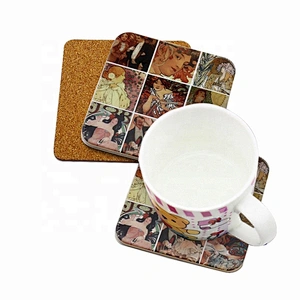 Wholesale Custom made logo wood office desk tea coaster
