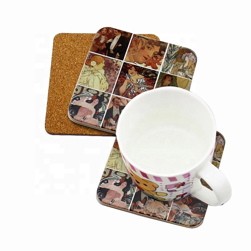 Wholesale Custom made logo wood office desk tea coaster
