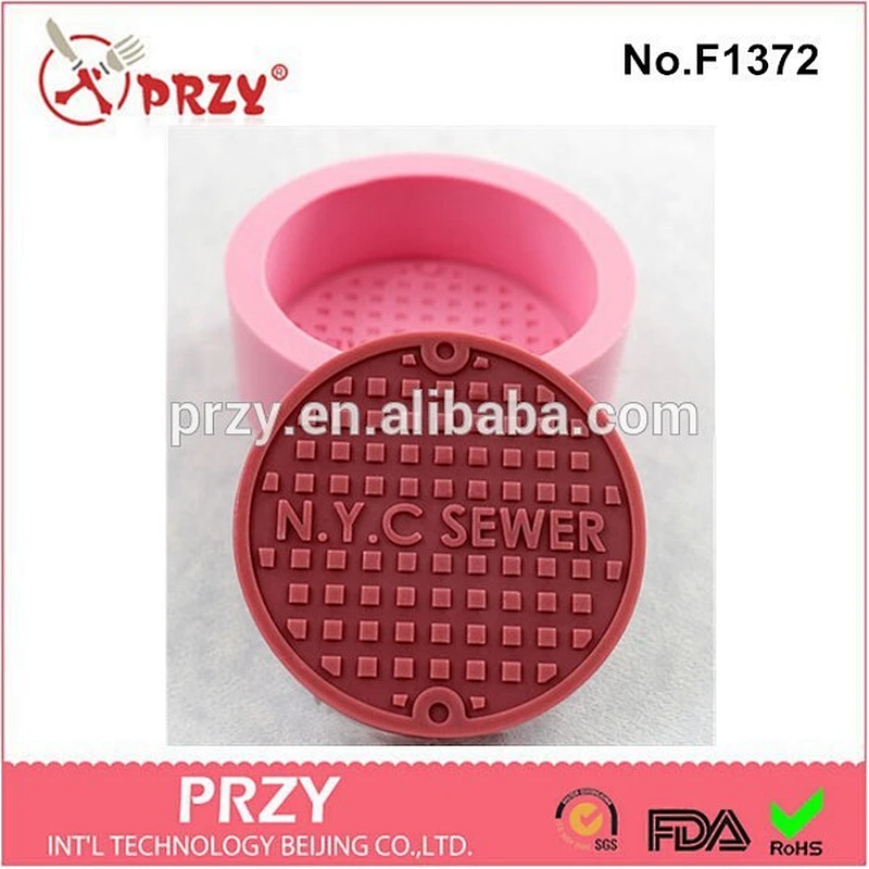Eco-friendly fondant Manhole Cover Industrial Steampunk resin silicone cake mold