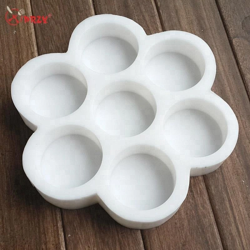 Creative 7cavities flower edge soap mold Round soaps molds handmading Soap silicone mould