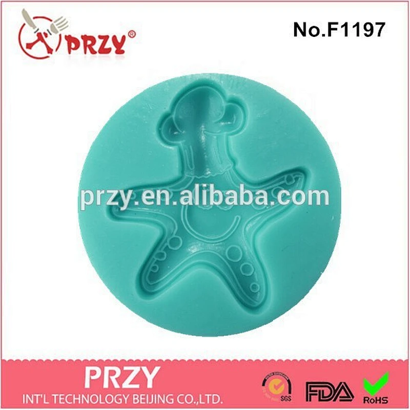 Fondant starfish silicone mold for cake
