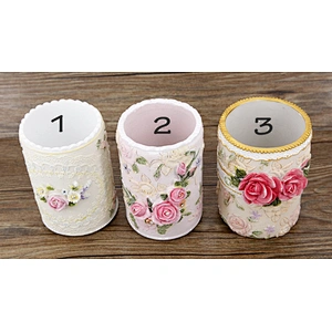 INS Style Rose Flowers Surround Pen Brush Pot Silicone Molds for Plaster Concrete