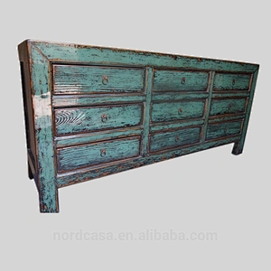 Vintage Antique Furniture blue Oriental Buffet