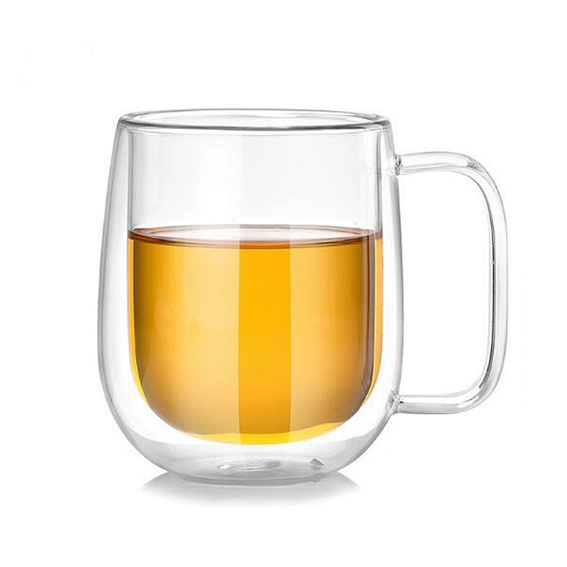 250ml High Borosilicate Glass Cup with Handel Customized Logo Coffee Cup 2019 Hot Sale Double Wall Glass Coffee Mug
