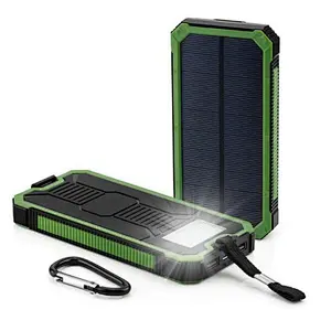 Special design 8000 - 12000 mAh Dual USB Waterproof Portable solar mobile power bank with led light
