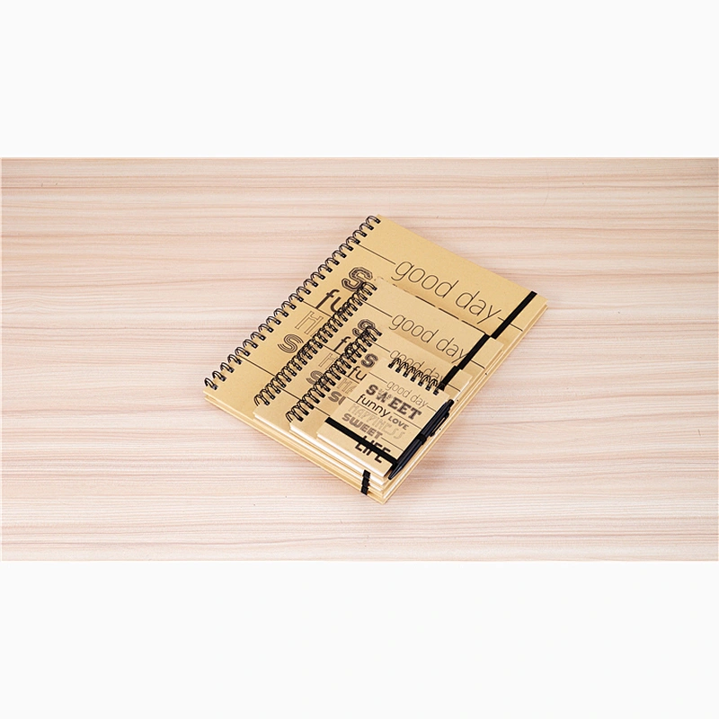 custom office Supplies A6 kraft paper Cover Spiral Coil Notebook Cheap Bulk Lined book