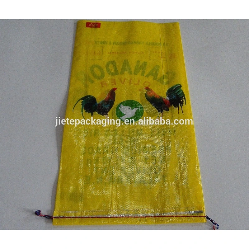 Cheap design printing 10kg pp woven rice bag plastic feed sack with carry handle