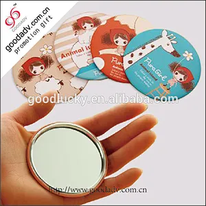 Promotional gifts round mini makeup glass mirror with OEM logo
