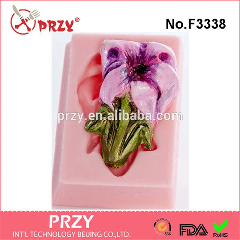 F3338 Lily flower silicone mold 3D flower mold for cake decoration silicone rubber mold