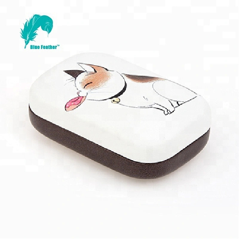 Cute cat custom design PU Leather contact lens case with mirror