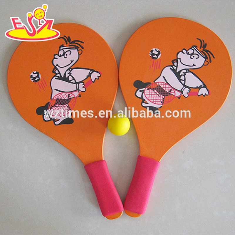 Wholesale top quality wooden toy beach tennis set benefits to baby's muslc exercise W01A111