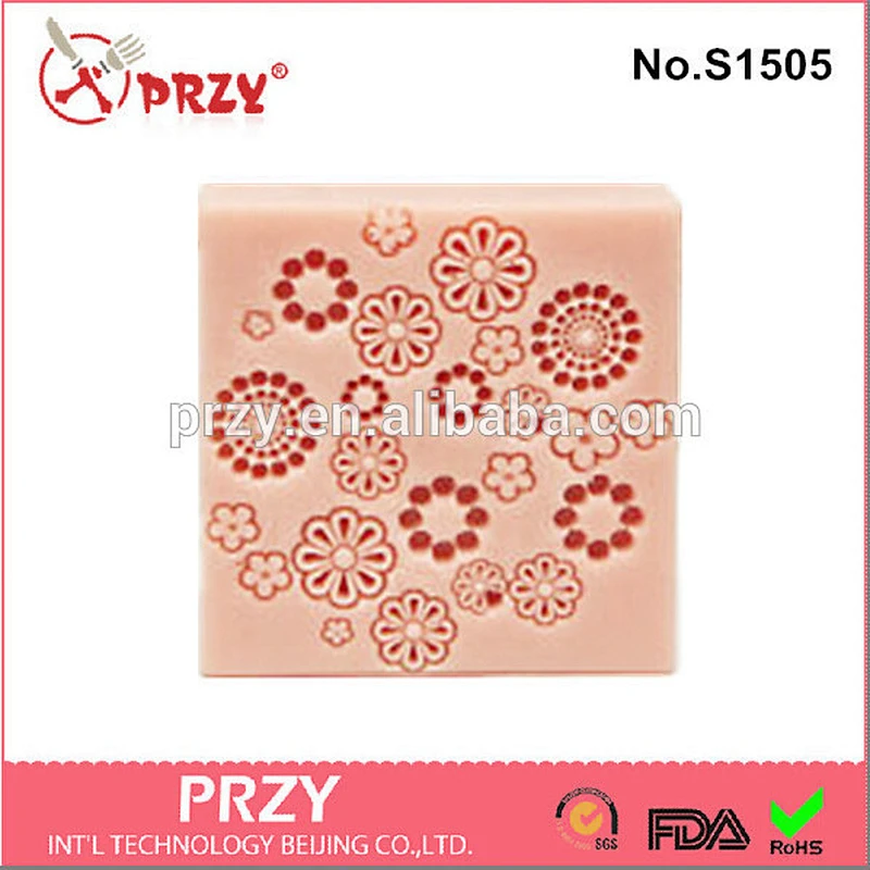 square with flower silicone soap mold