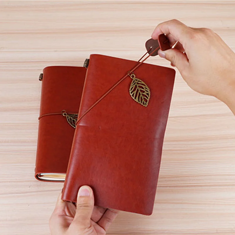 Fashion Vintage Decor Leather Six ring loose leaf clasp Notebook imitation leather Cover Travel Journal Book