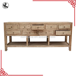 Chinese Natural Wood Kitchen Nine Drawer Table Set Old Soild Wood Unit For Kitchen Table Antique Furniture Stores