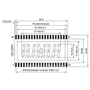 Custom RoHS Fuel Dispenser 4 digit 7 segment TN LCD Display
