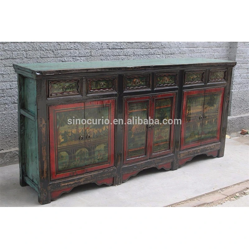 2017 wholesale furniture china chinese antique long sideboard painted furniture use lacquer painting