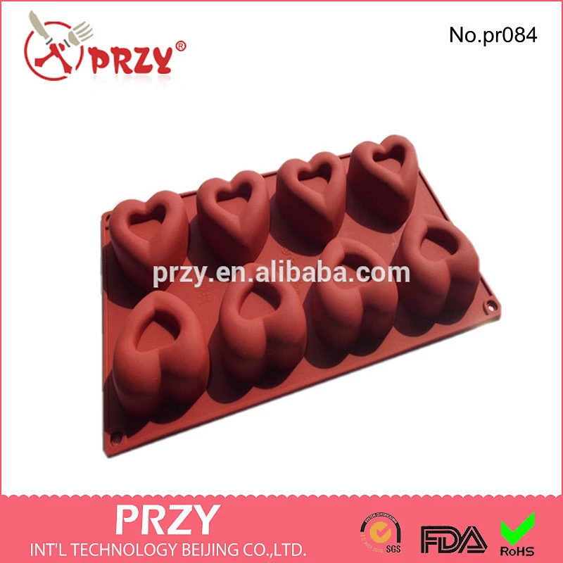 Heart-shaped mousse cake mold fruit ice pudding red silicone oven with silicone bakeware