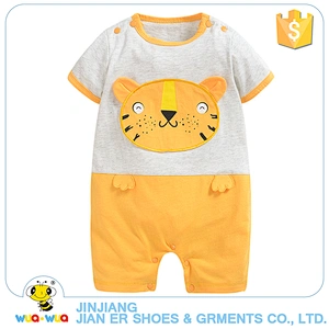 Custom printing short sleeve baby romper cotton newborn boy grows bodysuit