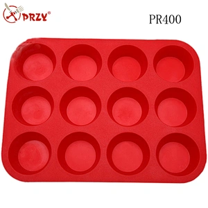 food grade heat resistant non-stick 12 cup silicone muffin pan -PR400