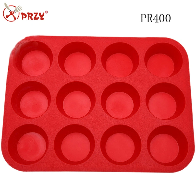 food grade heat resistant non-stick 12 cup silicone muffin pan -PR400
