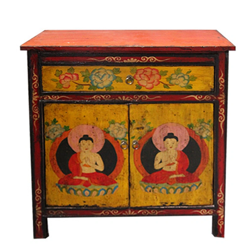 Hand Painted Tibetan Curio Cabinet