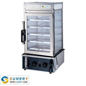 Steamer glass food display cabinets and hot food display case with full visual glass