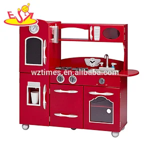 2018 Großhandel Kinder Spielzeug Holzspielzeug Küche Spielset in roter Farbe W10C365