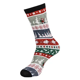 Custom High Technique Printing Crew Sock Christmas Style Women Fashion Sock