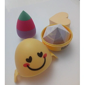 Wholesale smile face egg shape makeup sponge case holder for travel