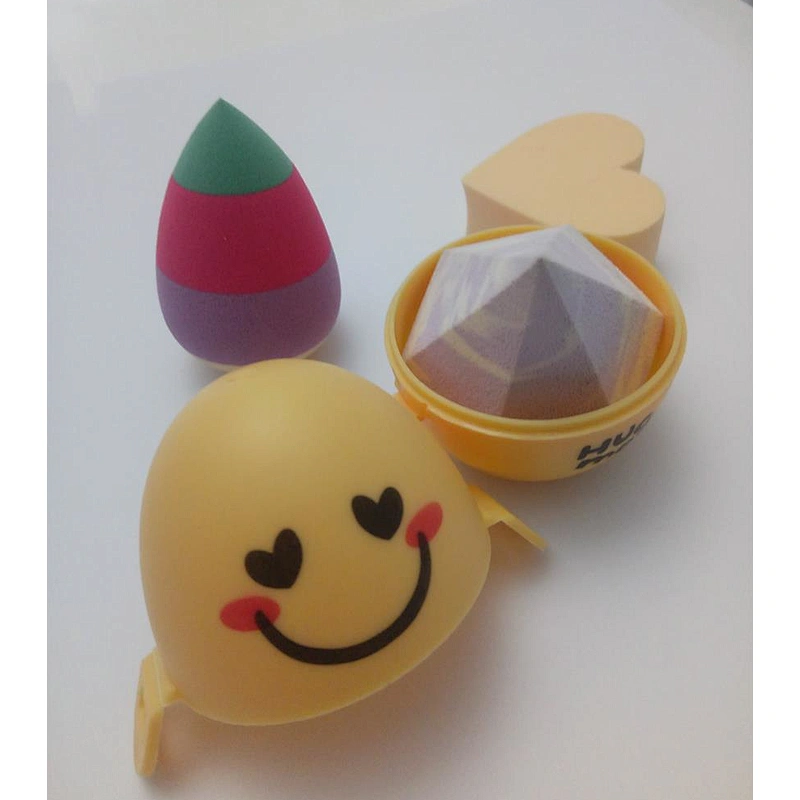 Wholesale smile face egg shape makeup sponge case holder for travel