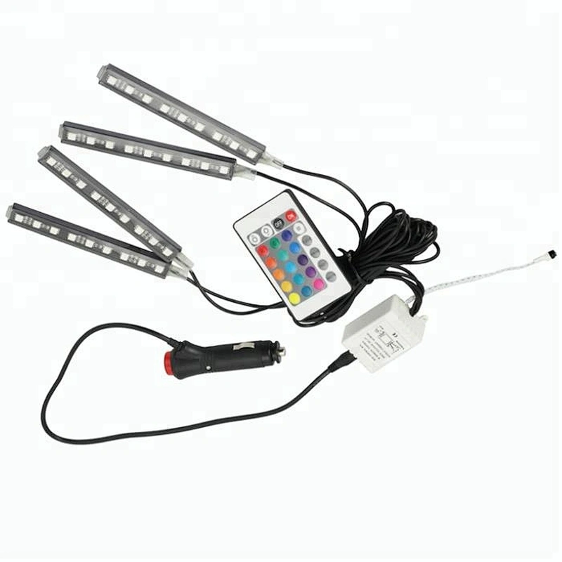 12V Auto Car Led decoration bulb Sigar Switch 9SMD 5050 RGB Music Bluetooh Control RGB Interior Atmosphere Light Strip Kit