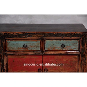 Chinese antique reproduction furniture vintage distressed wood sideboard