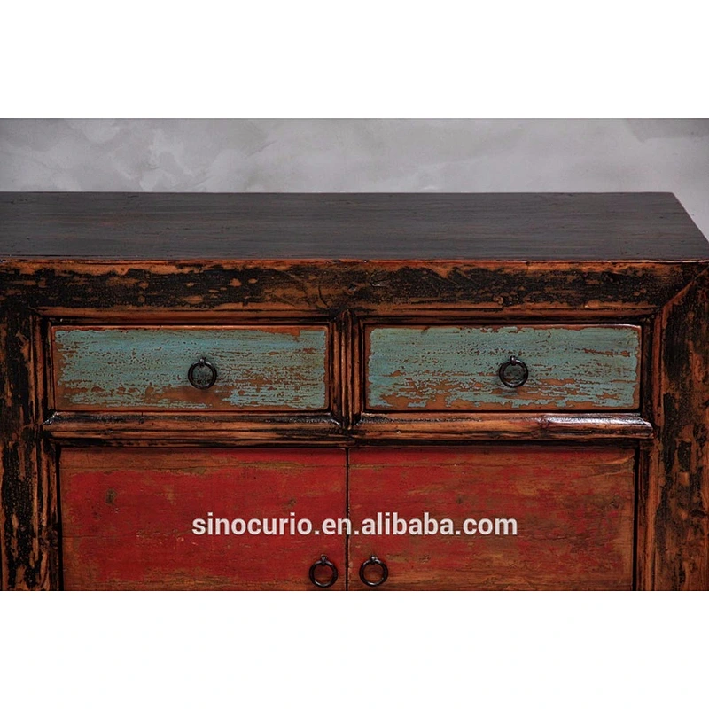 Chinese antique reproduction furniture vintage distressed wood sideboard
