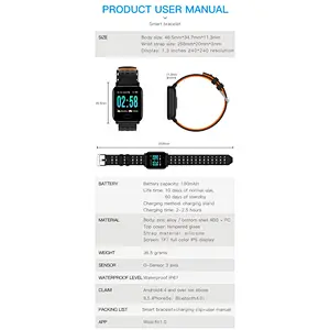 2019 Amazon Hot A6 Smart Band Heart Rate Blood Pressure Large Color Screen Fitness Tracker IP67 waterproof Bracelet Watch