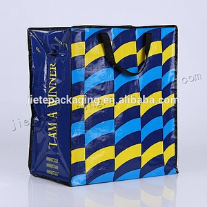 Customized laminated pp woven shopping bag with plastic zipper
