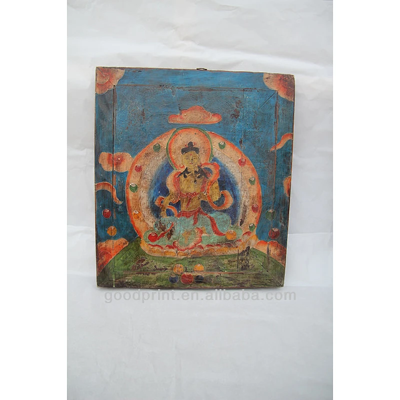 Hand Painting Buddha Antique Wooden Wall Decoratives