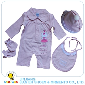 Long sleeve 0-24M newborn baby girls clothes set with mittens