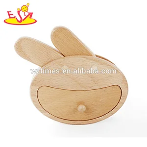 Wholesale top fashion rabbit shaped storing tooth wooden milk tooth box for sale W18A039