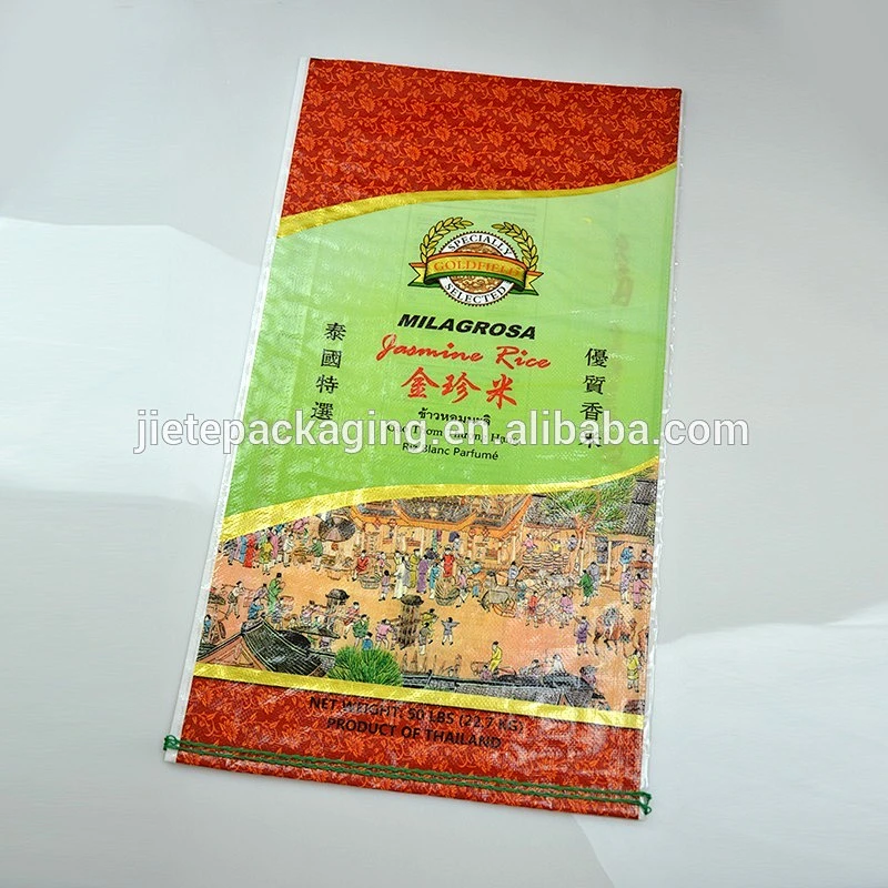 high quality gravure printing surface handle plastic pp woven rice, corn bags