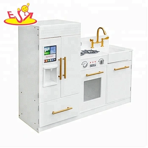 New arrival pretend play white wooden large toy kitchen for kids W10C370E