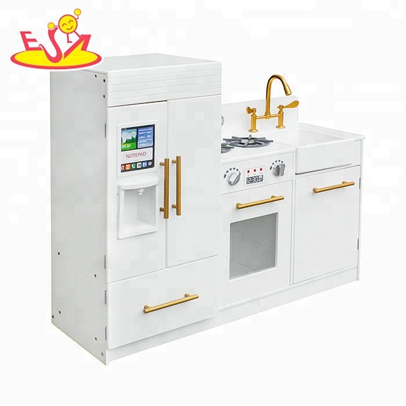New arrival pretend play white wooden large toy kitchen for kids W10C370E