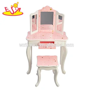 2018 New bule pattern wooden dressing table designs with mirrors W08H093