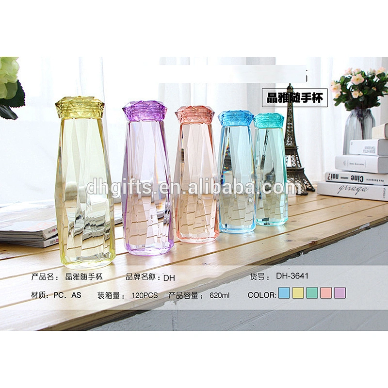 2018 Good Quality Eco-friendly PC Material Reusable Plastic Cup Diamond Shape Water PP Bottle