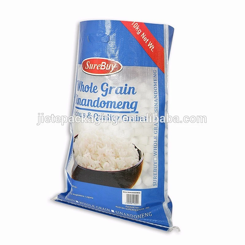 Industrial and agriculture use bopp laminated pp woven fabric transparent plastic rice packing bag 10kg