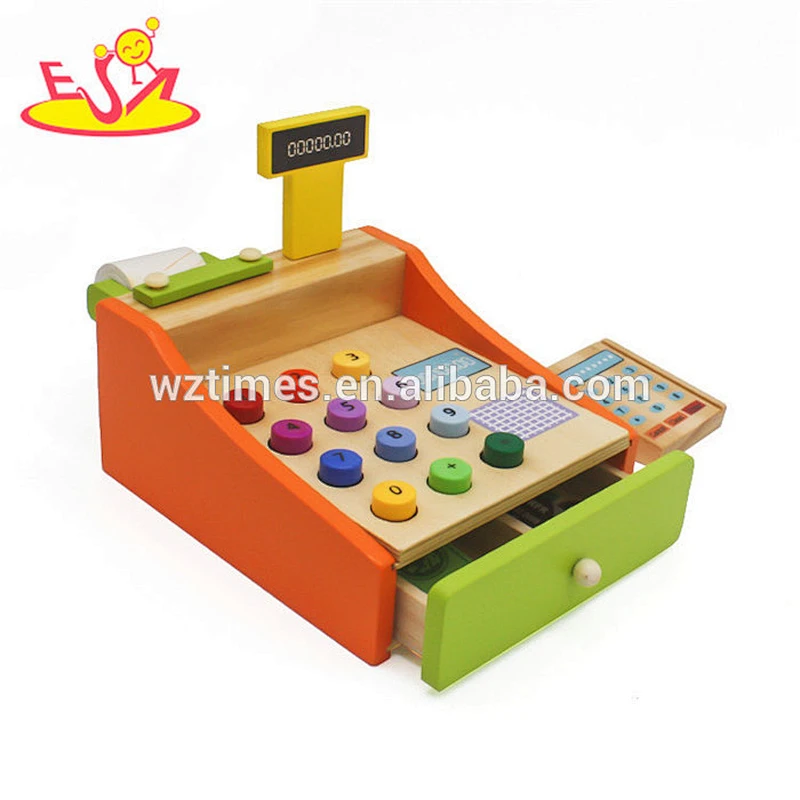 new fashion baby wooden cash register toy interesting kids wooden cash register toy for wholesale W10A063