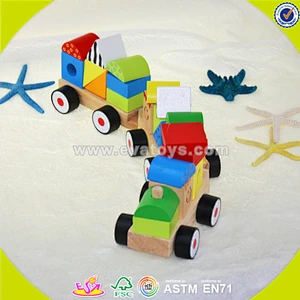 wholesale top sale multifunction pulling train toy stylish wooden pull train toys W05C008